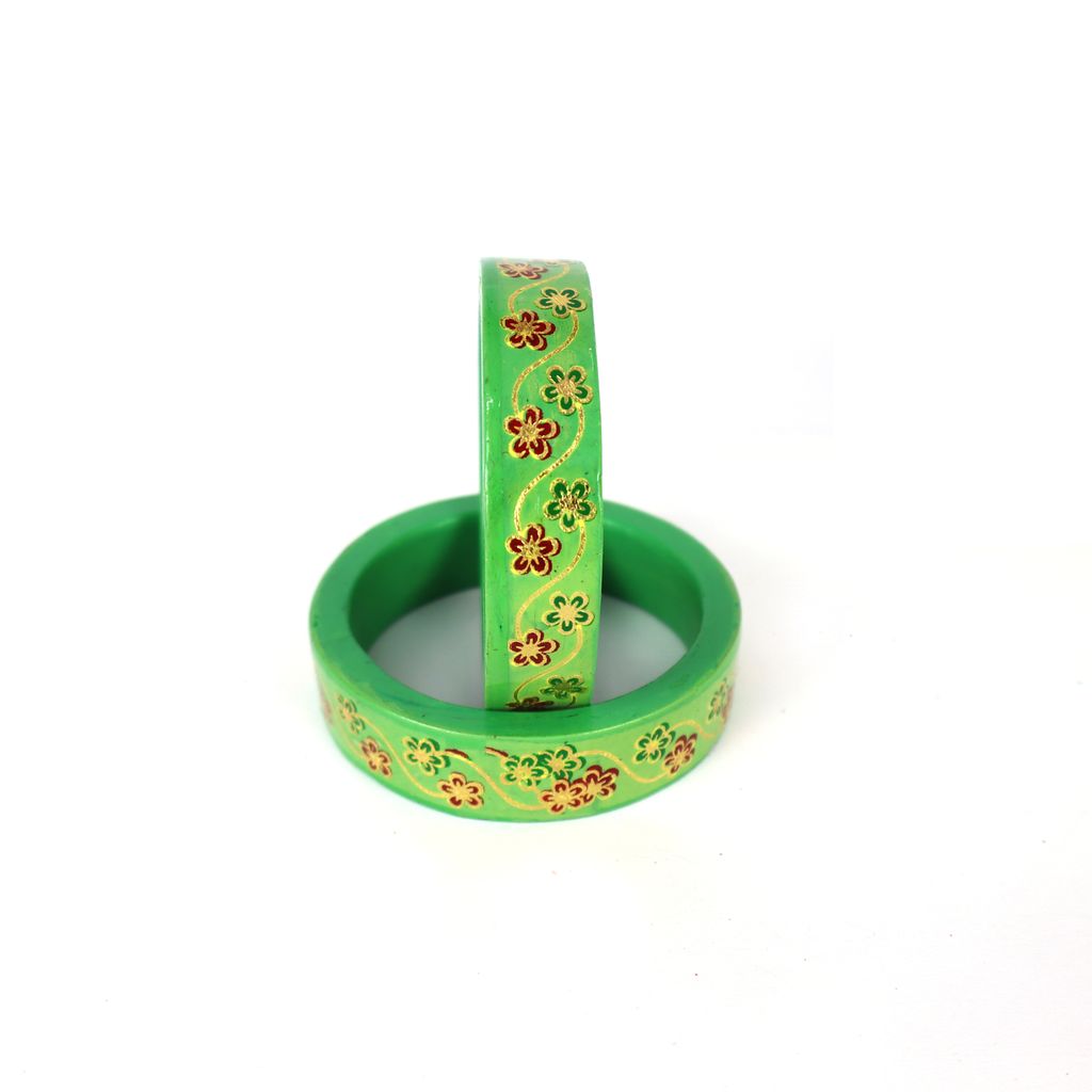 FHS Rajasthani Flowers Design- Parrot Green view 2