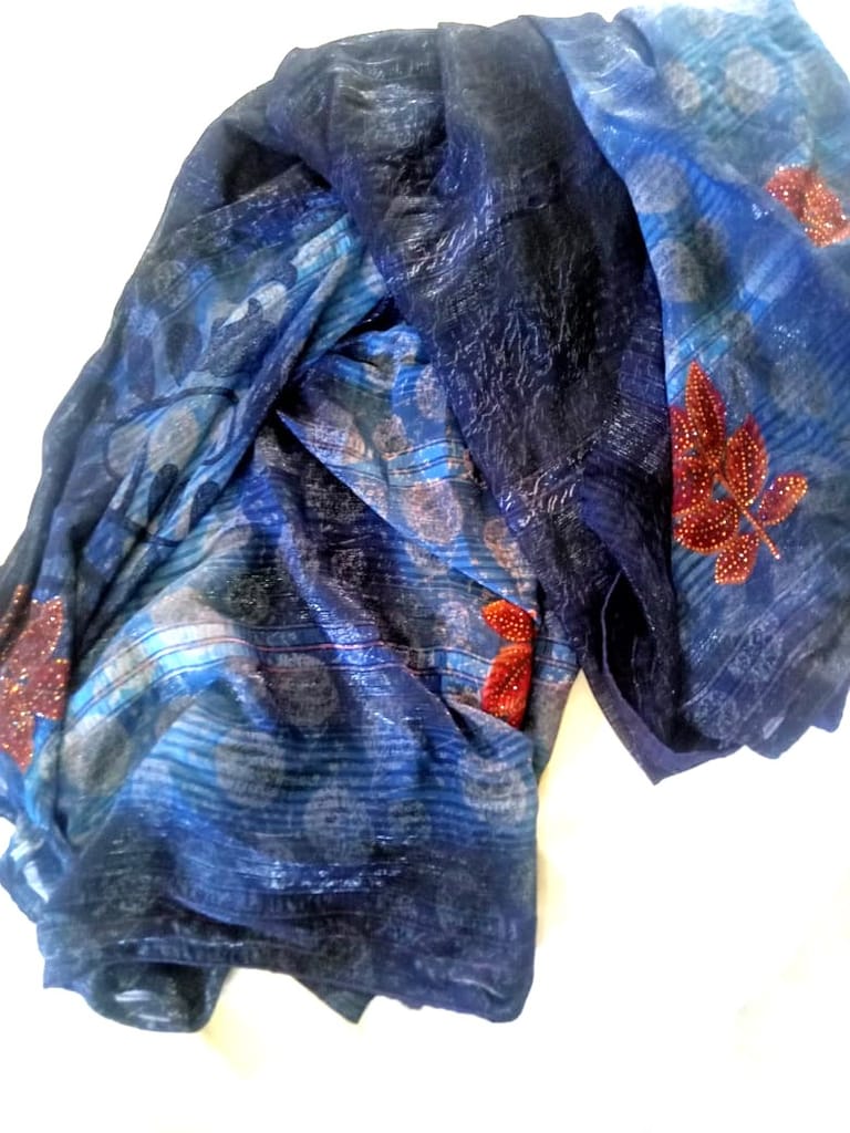 Blue Floral Georgette Saree With Blouse Piece view 2