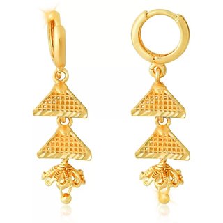 Tradtional 1gm 2 step jumkhi gold n micron plated