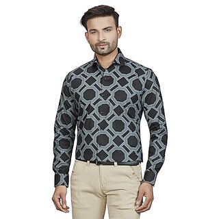 DUKUL Men's Long Sleeve Formal Classic Check Print Black Shirt | Regular Fit | Stylish & Comfortable | Soft Cotton | Machine Washable | Perfect for Business & Office