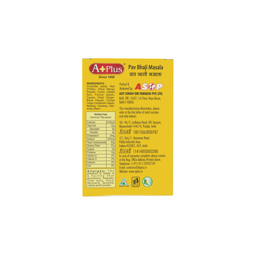 Aplus Pav Bhaji Masala 100g Box view 2
