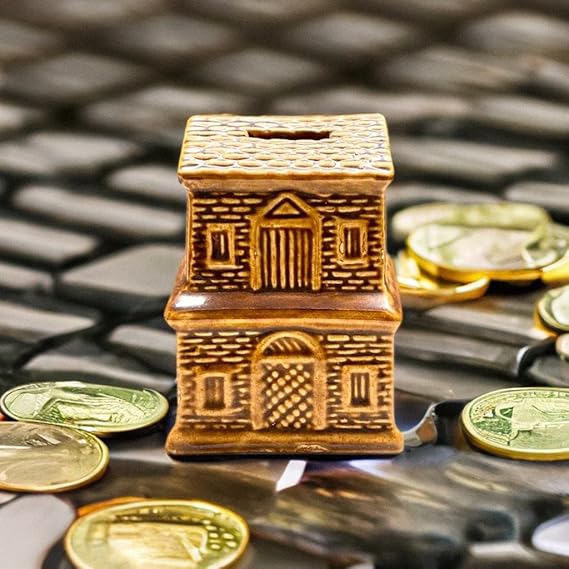 STOREPEDIA Handmade Hut Design Ceramic Piggy Bank, Money Bank, Coin Bank Gullak for Kids, Coins and Notes, Decor, Brown Color Set of 1, Large Size (L*B – 14 * 10 cm) Glossy Finish view 2