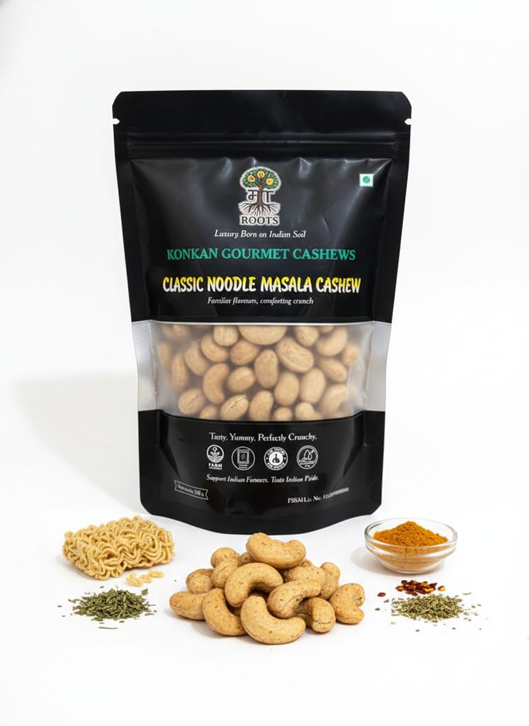 Maa Roots Classic Noodle Masala Cashew Nuts 200g | Noodle Masala Style Flavoured Kaju | Konkan Cashews | Spicy, Savoury Crunchy Snack view 2