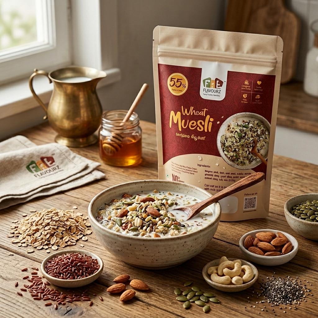 Wheat Muesli with 55% Premium Nuts & Seeds – High Protein, High Fiber Breakfast