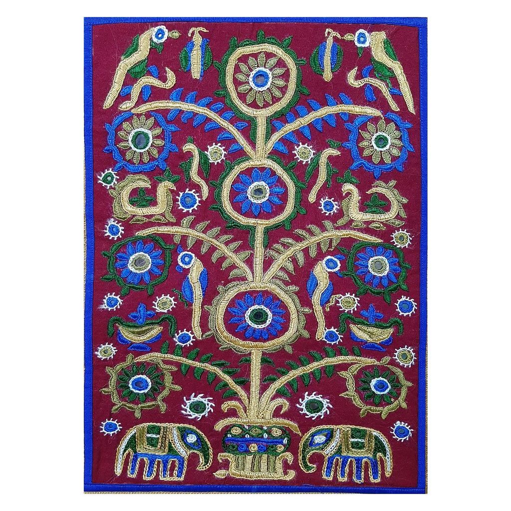 Garvi Gurjari (A Gujarat Govt Enterprise Cotton Golden Brown Hand Embroidered Wall Hangings/Decor (17� x 12�) view 2