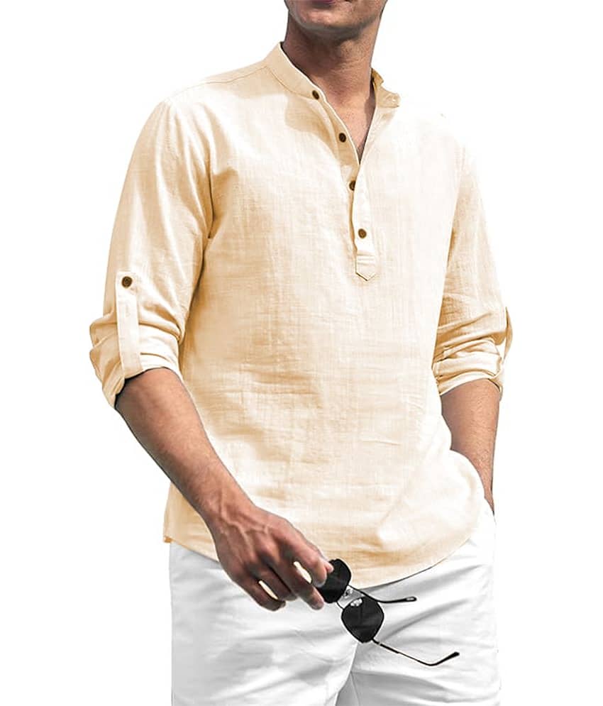 Vida Loca White Cotton Blend Men's Shirt Style Kurta ( Pack of 1 ) view 2