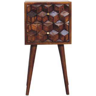 Mini Chestnut Cube 2 Drawer Bedside view 2