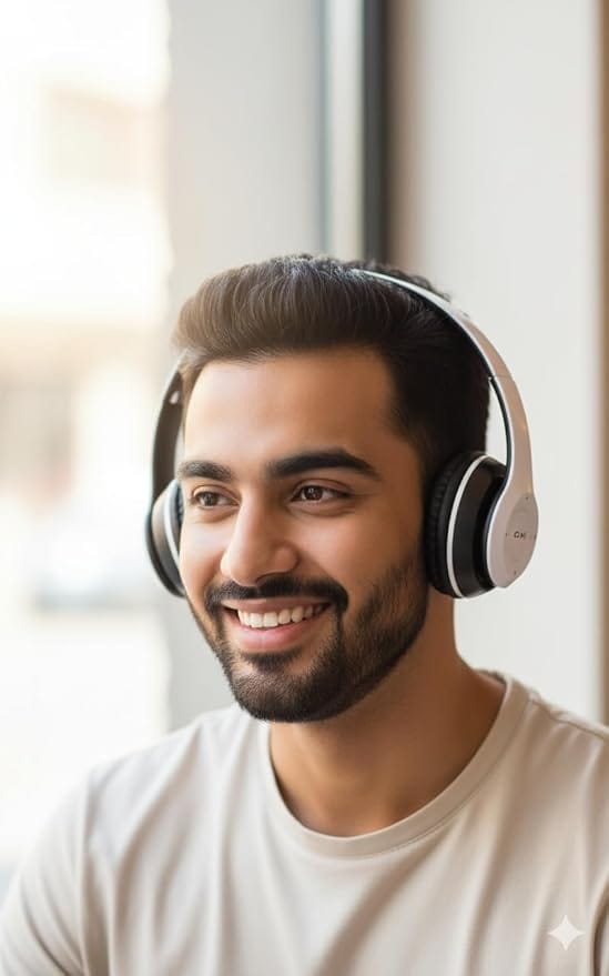 P47 Gaming Wireless Bluetooth Over Ear Headphones with Mic (White) view 2