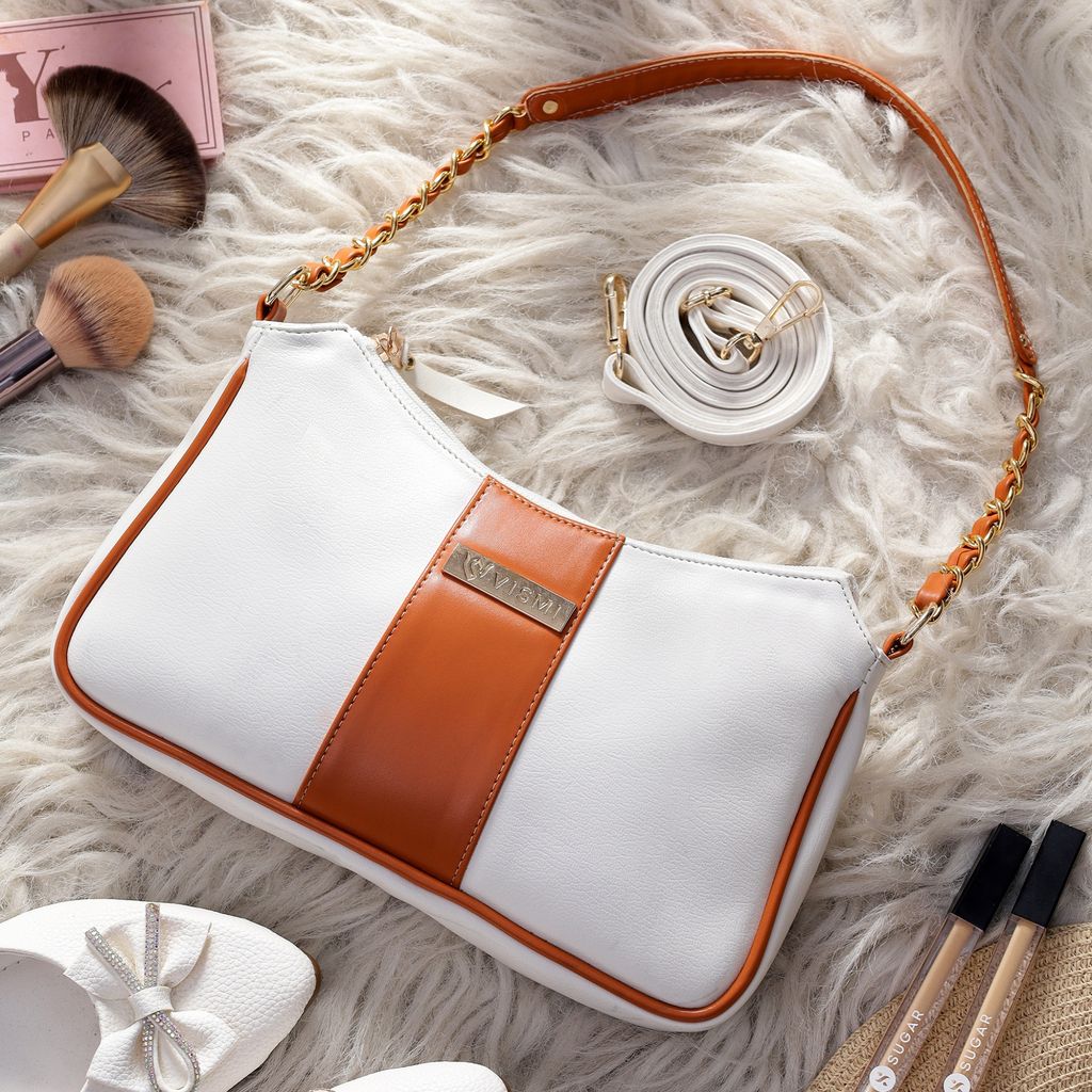 VISMIINTREND Women Handbag | Pu Leather Satchel Bag | Crossbody Sling Bag with Detachable Adjustable Strap | Evening Party Handbag | Solid Half Moon Style | Bags view 2