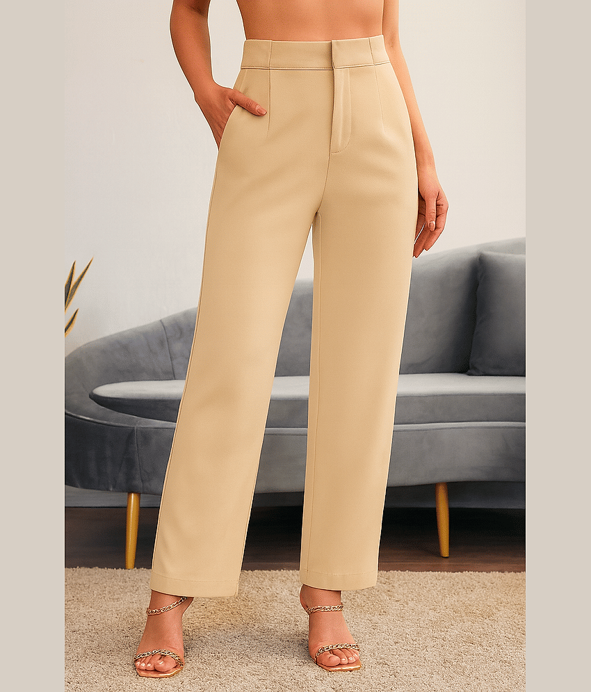 CHALODIA Women Cotton Blend Formal Trousers ( Brown )