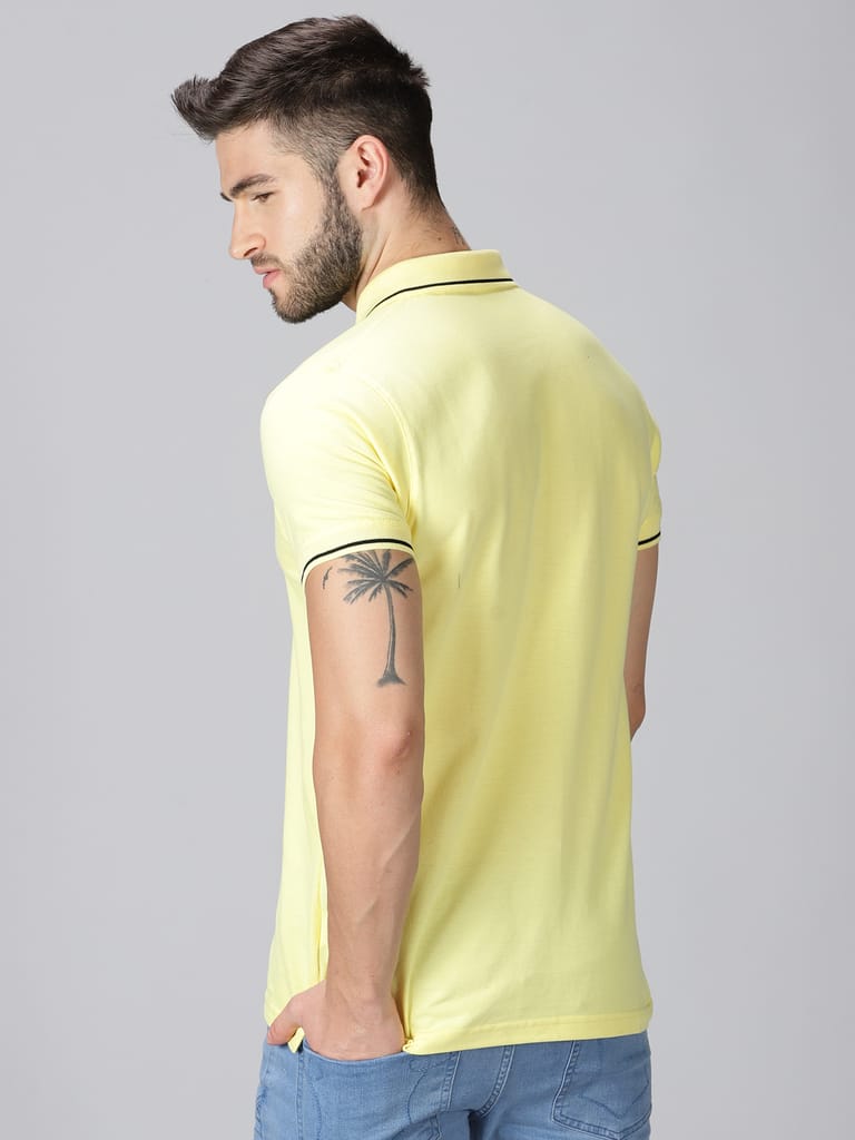 Pure Cotton Lemon Yellow Solid Polo view 2