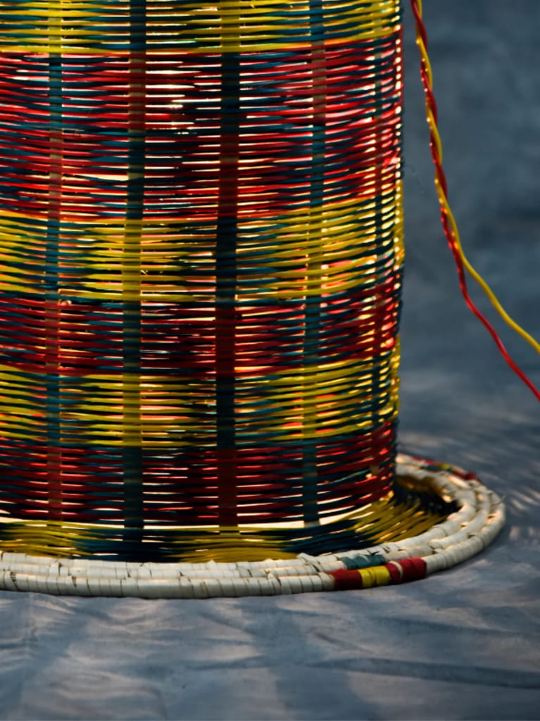 Handmade Multicolor Whimsical Bamboo Lamp view 2