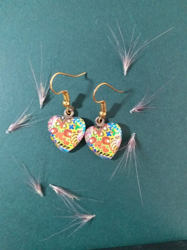 COLORFUL HEART GLASS EARRINGS view 2
