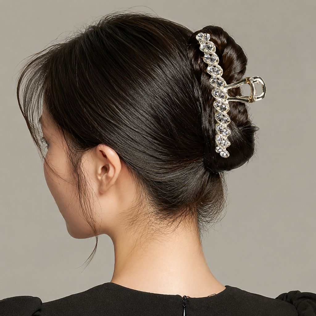 Gold Crystal Hair Claw Clip view 2