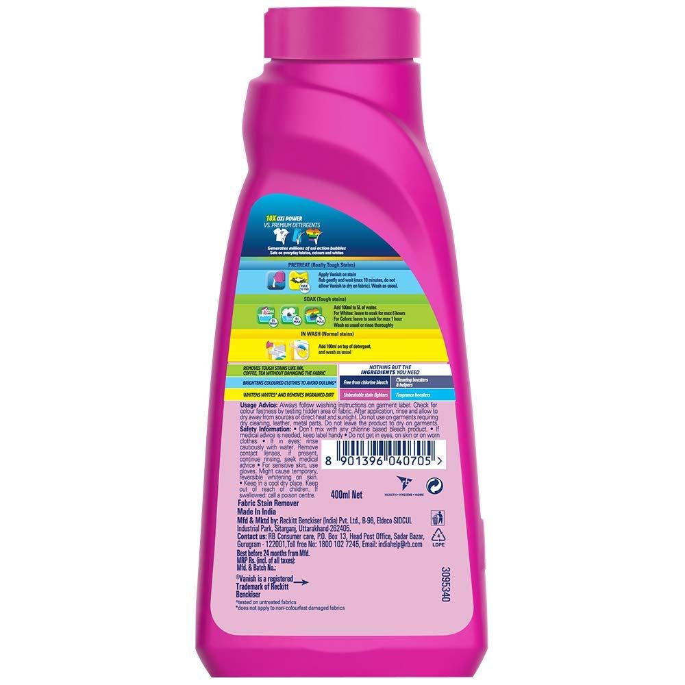 Vanish Oxi Action Stain Remover Liquid, 400 ml view 2