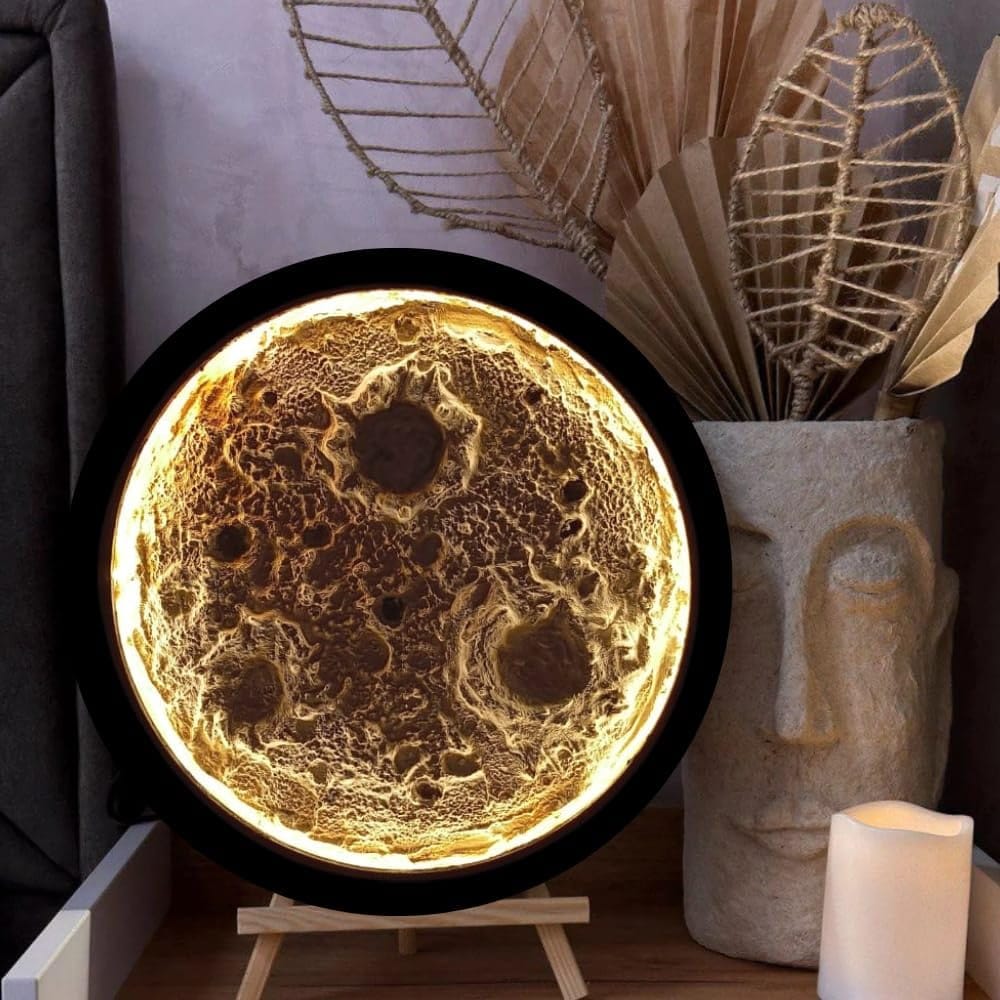 Moon Lamp Making Kit with LED Light for DIY Craft & Home Décor | Includes MDF Base, Easel Stand, Paints, Putty Powder & Brush | Gift Box Packaging view 2