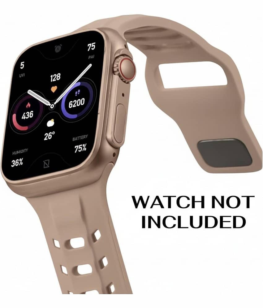 Lorenz Soft Silicone Waterproof Smartwatch Strap for watch| Replacement Sports Band (Compatible with 42/44/45/49mm)– Beige view 2