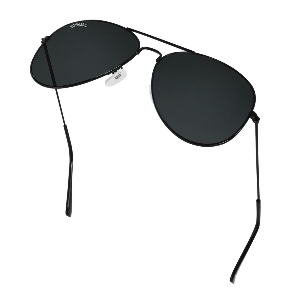 Royaltail Black Classic Glass and Black Frame Aviator Sunglasses for men and Women view 2