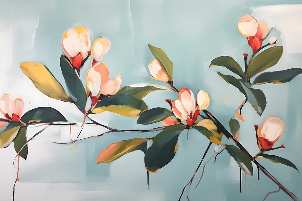 BLEASBY MAGNOLIA BRANCH 24in X 16in WITH BLACK FRAME view 2