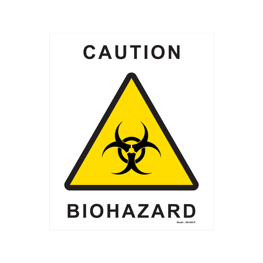 Biohazard Caution Sticker with Yellow Triangle Symbol - High-Visibility Safety Labels - Horizontal (Pack of 5, A4, A3) - Waterproof