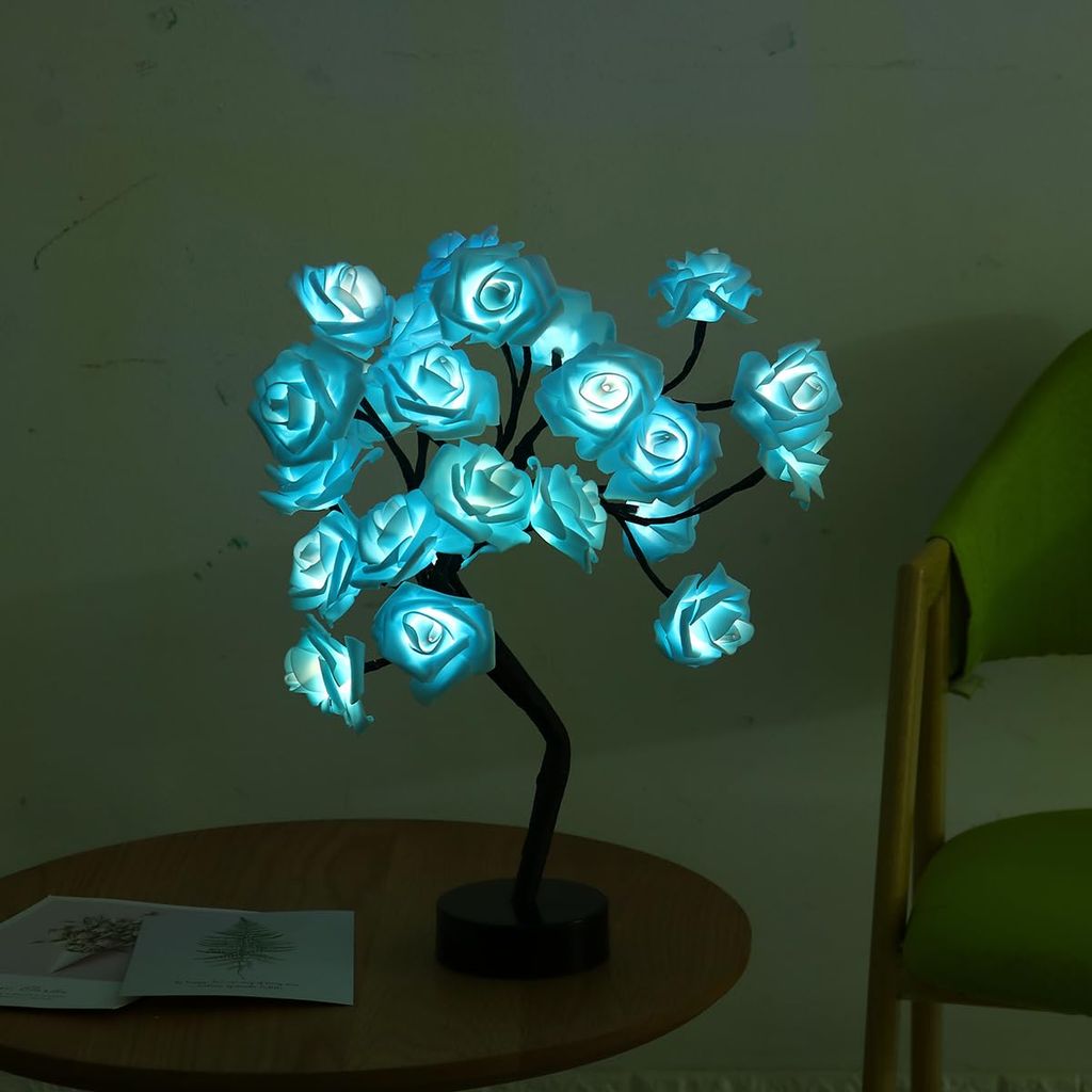GLOWSERIE Premium LED Blue Rose Tree Light for Home Décor & Gifting view 2