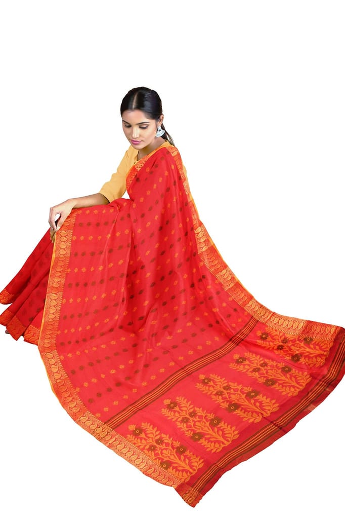 The Red Cotton Benarasi Saree view 2