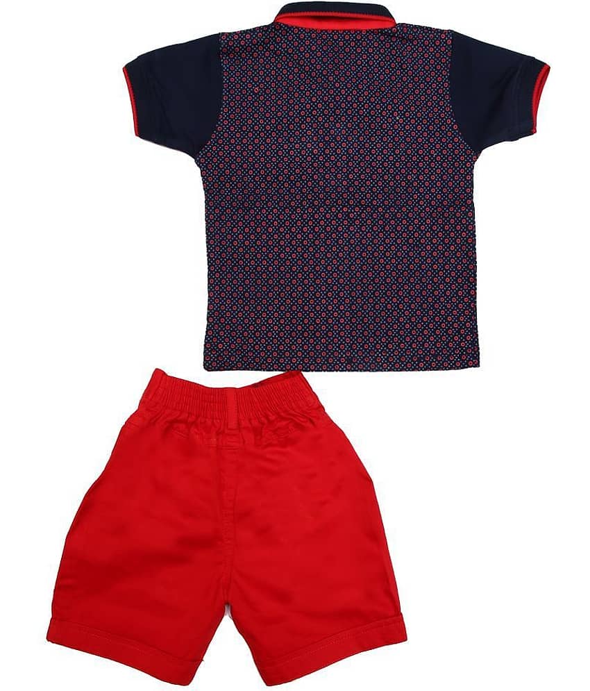 Zadmus Pack of 1 Boys Cotton T-Shirt & Shorts Set ( Red ) view 2