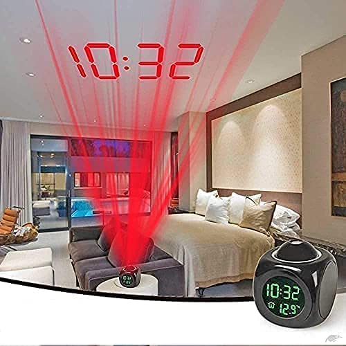 Projector Alarm Clock Digital LED Display, Time & Temperature Projection, 12/24 Hour Format, Snooze Function, Adjustable Brightness,Bedroom, Home, or Office,This product does not come with a battery view 2