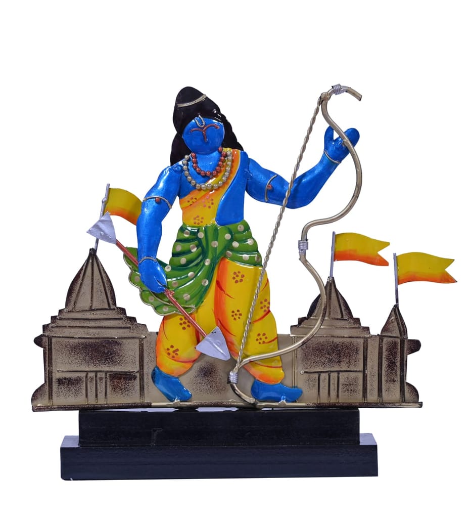 Asthetic Statue of Veer Shri Ram Metal Art Sculpture | Modern Arts Home Office Restaurant Decor | Table Decorative Multicolor Spiritual Showpiece view 2