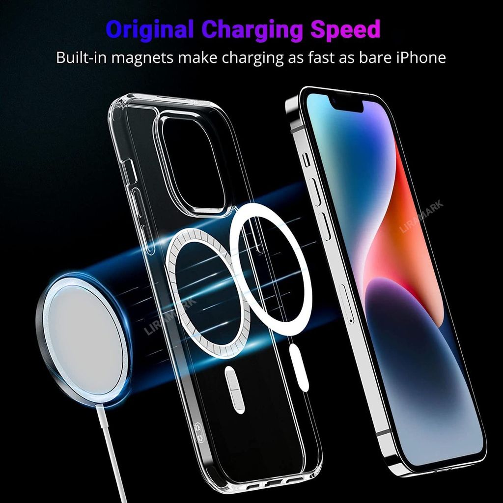 LIRAMARK Magnetic Protective Clear Back Cover Case Compatible with Magsafe for iPhone 15 Plus (6.7 inch) (‎Transparent) view 2