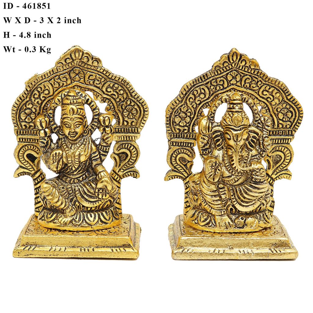 Craftlayout Metal Lakshmi Ganpati Statue with Golden Finish 4.5 Inch view 2