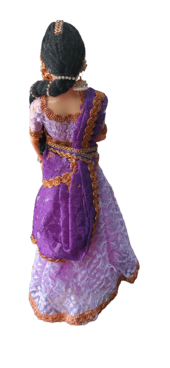 Traditional Indian Doll in Purple Lehenga with Gold Trim, Decorative Collectable Toy view 2