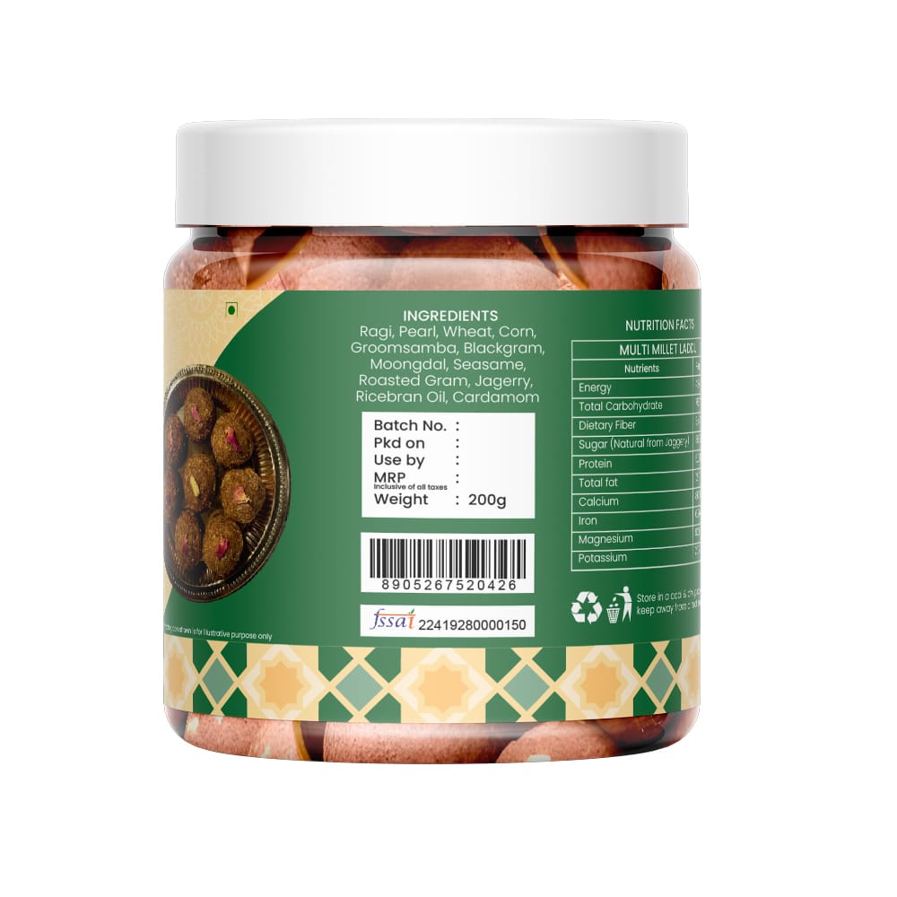 Khamis Millet Laddu Combo Offer – Black Gram (Ulunthu), Multi Millet (Navathaniyam) & Ragi (Finger MIllet) – 3-in-1 High Protein & Fiber Sweets – Jaggery Based – No Refined Sugar – 100% Natural –Khamis Healthy Foods--600g (pack of 4) view 2