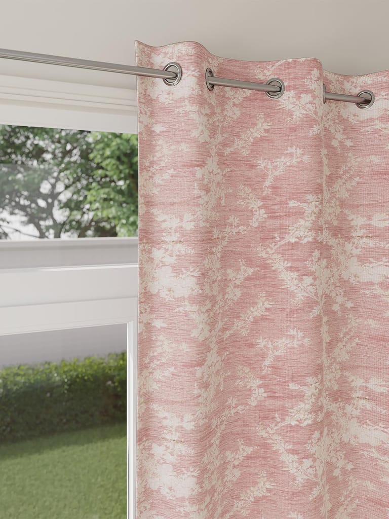 DDECOR - 100% PolyesterLeaves PatternLarge Door 9 Ft|135 CM X 270 CM| - Pink view 2