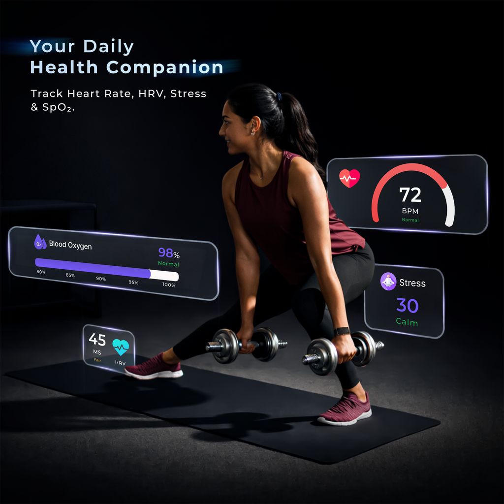 AltiPace Fit+ Smart Fitness Band| Tracks Heart Rate, HRV, Sleep, Stress and SPO2 view 2