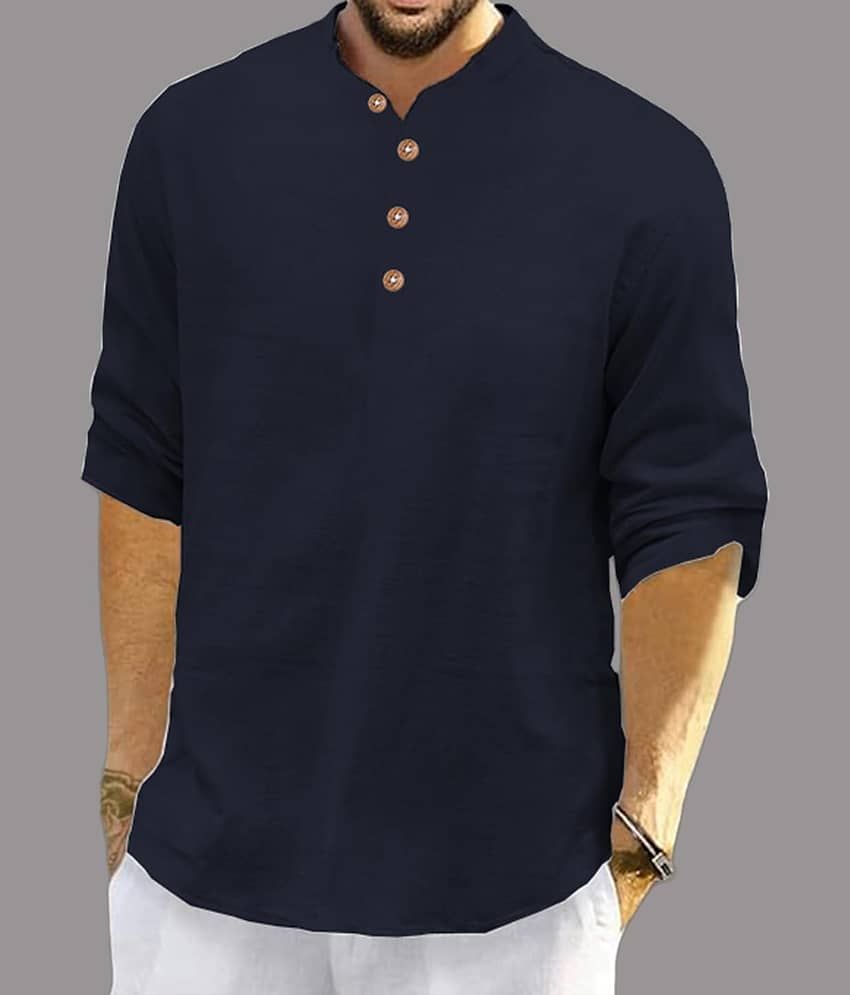 UNI VIBE Brown Cotton Blend Men's Shirt Style Kurta ( Pack of 2 ) view 2