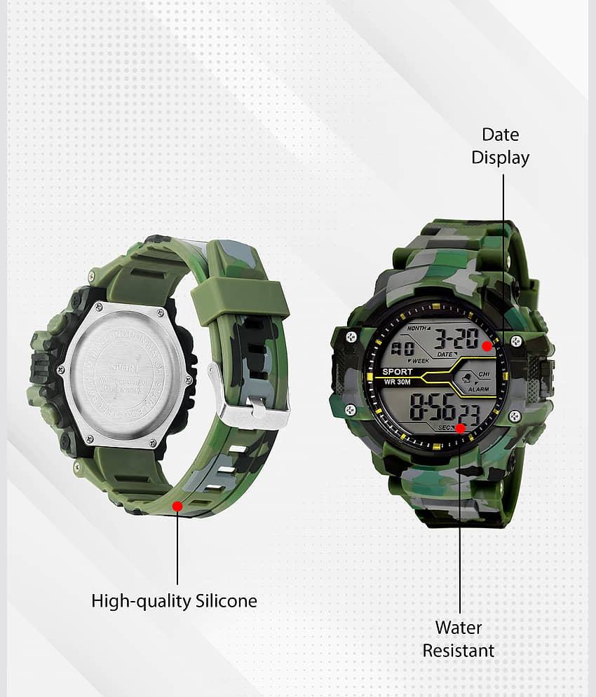 Harbor Green Silicon Digital Men's Watch view 2
