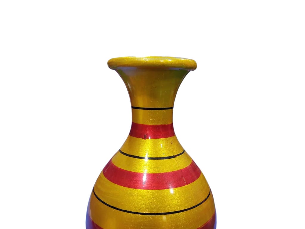 Red and Gold Hand Painted Wooden Flower Vase view 2