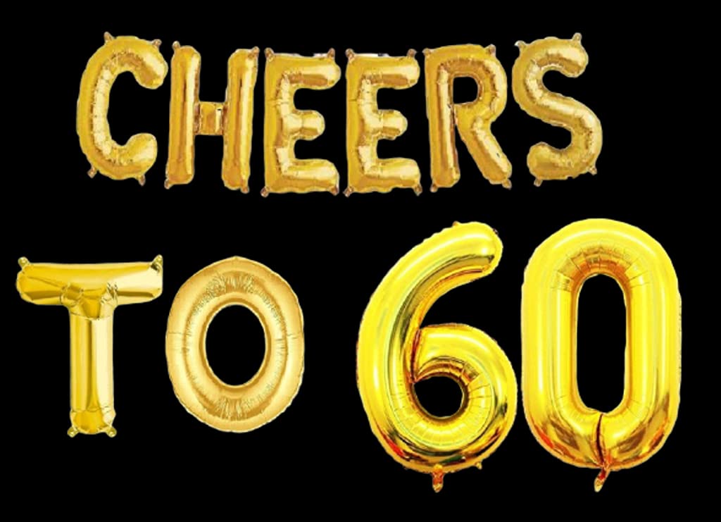 Partyzon Gold Cheers to Birthday Foil Balloon Combo Party Decoration for Anniversary Celebration 16 Inches view 2