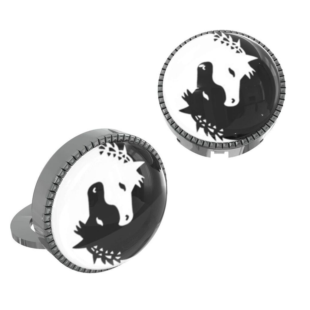 The Smart Buttons - Shirt Button Cover Cufflinks for Men - 2 Horses Of Ying & Yang Design Pattern view 2