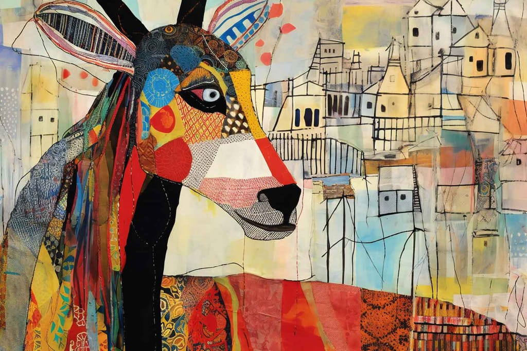 UNIQUE AND COLURFUL DEER DESIGN 24in X 16in WITH BLACK FRAME view 2