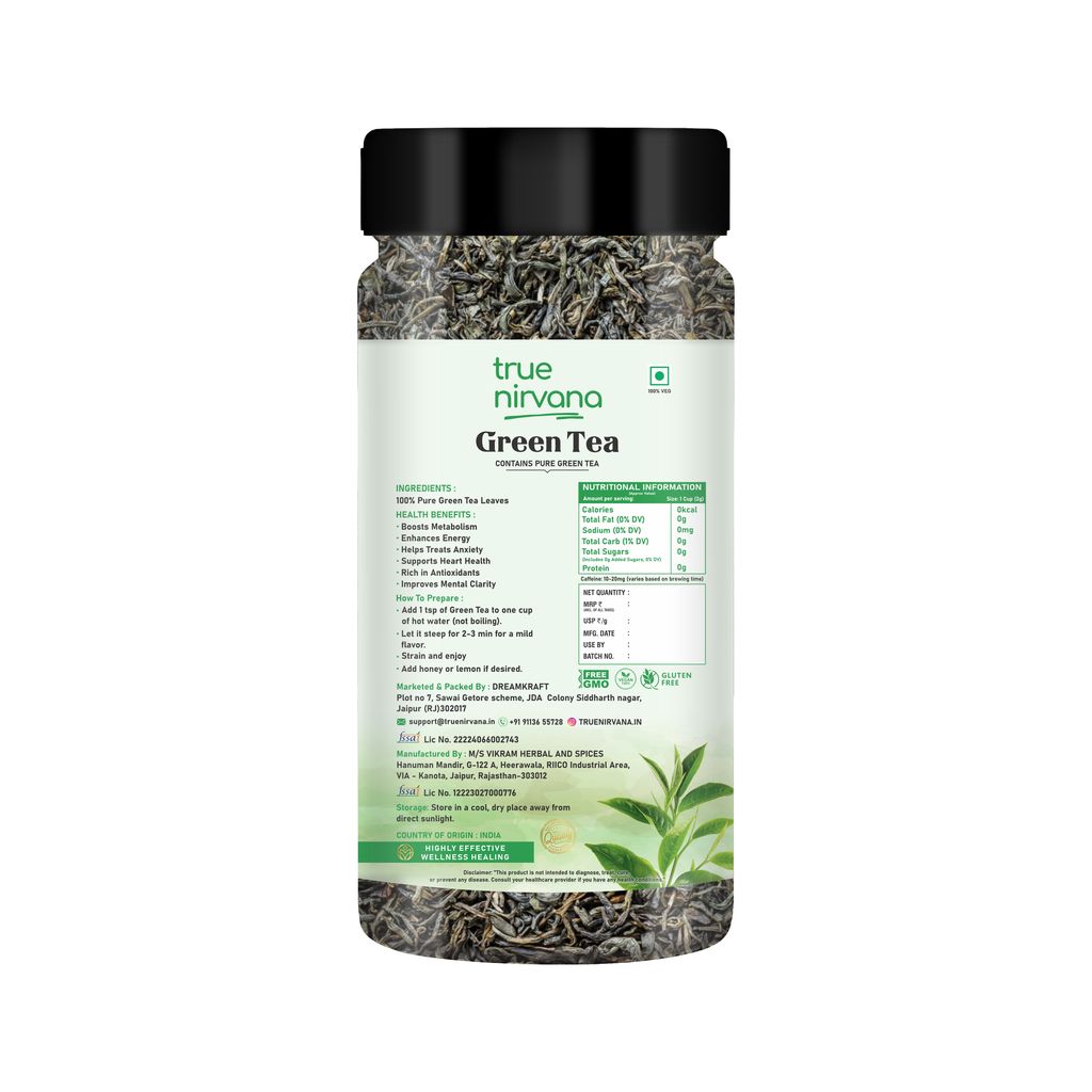 True Nirvana Green Tea – Pure Organic Loose Leaf Herbal Tea – Rich in Antioxidants for Detox & Wellness view 2