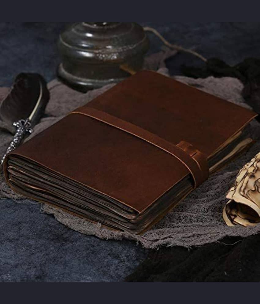 Finished Leather Journal With Antique Burn Paper A5 Diary Unruled 200 Pages (Brown) view 2