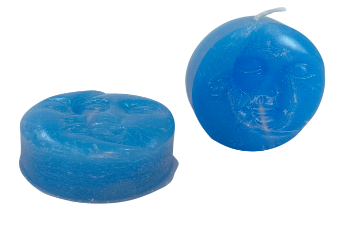 Handmade Blue Oval candle view 2