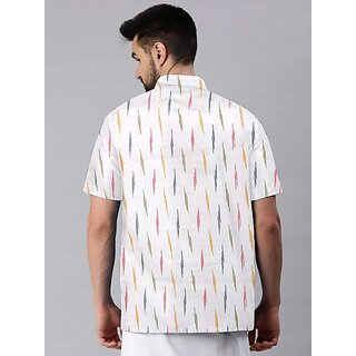 OMSAIFAB Men Self Design Casual White Shirt view 2