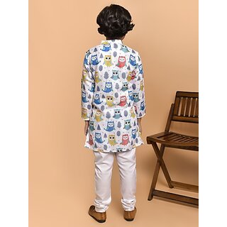 PrintCultr Boys Festive & Party Kurta and Pyjama Set (White) view 2