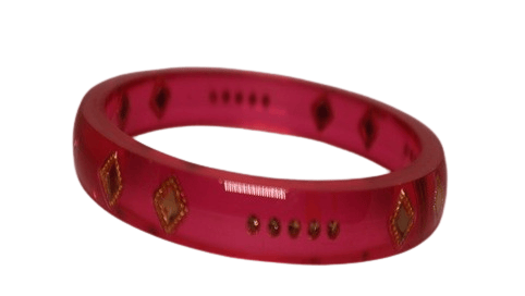 NLR URBAN Red Glass Bangles with Golden Embellishments - Elegant Wrist Accessories view 2