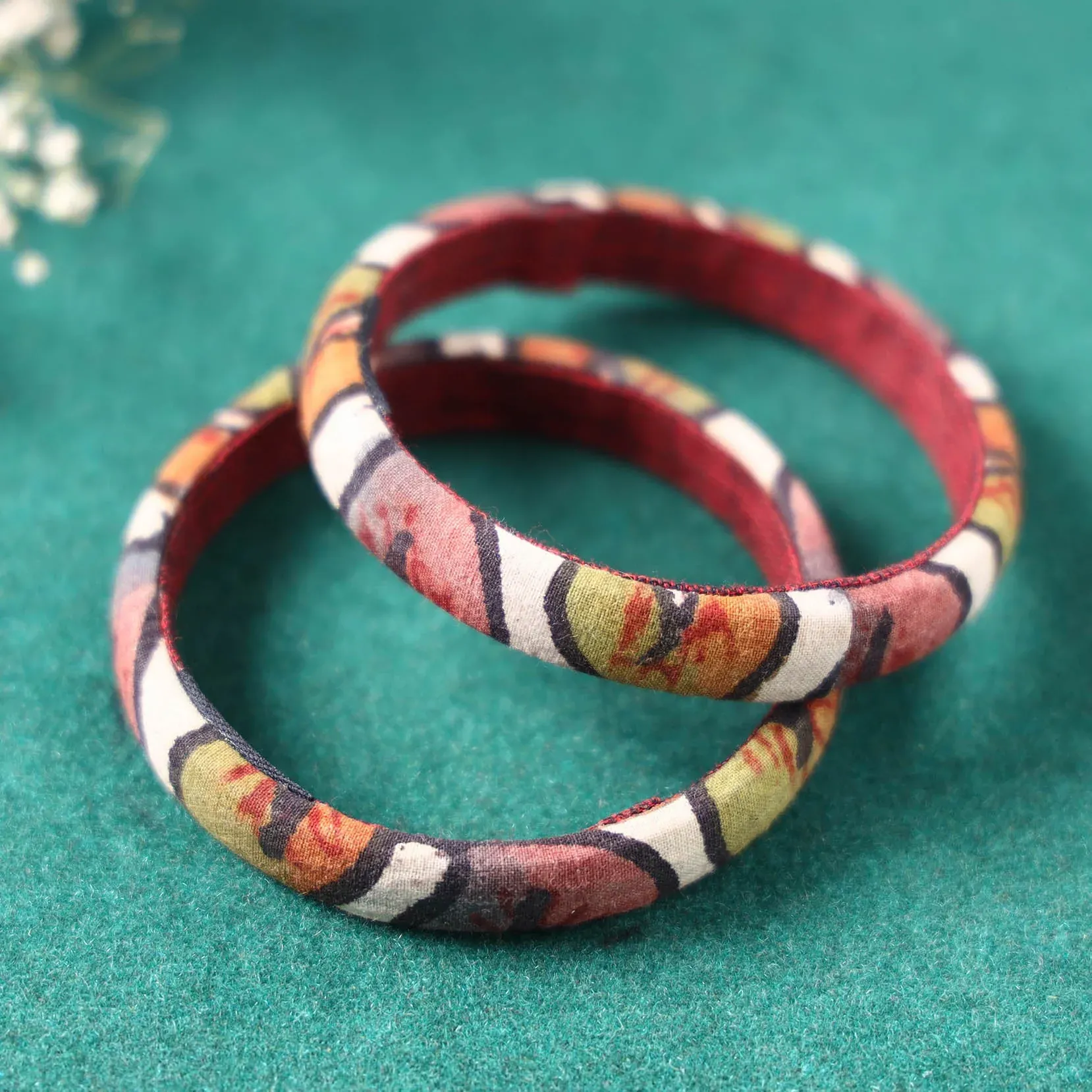 Multicolor Handpainted Kalamkari Bangle Set of 2 view 2