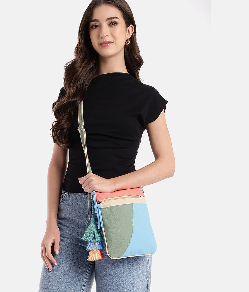 Anekaant Sling Bag Canvas Set of 1 ( Blue ) view 2
