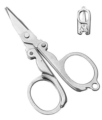 INDRICO Stainless Steel Foldable Scissor for Mustache Beard Eyebrow Nose Hair